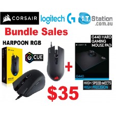 Bundle Sales Logitech G440 Hard Gaming Mouse Pad and Corsair Harpoon RGB iCUE Gaming Mouse
