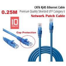 0.25M / 25cm CAT6 Premium RJ45 Ethernet Network Patch Cable - Blue (10 in Pack)
