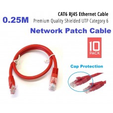 0.25M / 25cm CAT6 Premium RJ45 Ethernet Network Patch Cable - RED (10 in Pack)