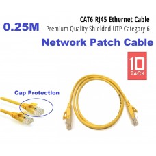 0.25M / 25cm CAT6 Premium RJ45 Ethernet Network Patch Cable - Yellow (10 in Pack)