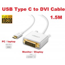1.5M USB C to DVI Cable up to Full HD 1080p Video USB Type C to DVI-D