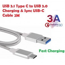 USB 3.1 Type C to USB fast charging and Sync Cable 2M Silver