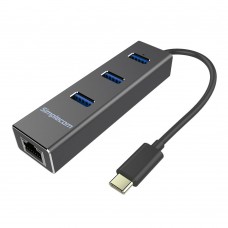 Simplecom USB Type C to 3 ports USB3.0 Hub with Gigabit Ethernet Adapter