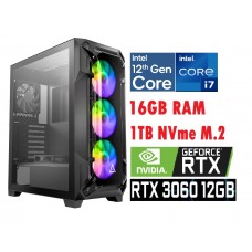 Antec DF600 Flux 12th Gen i7 RTX3060 Gaming PC Desktop