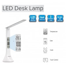 Simplecom EL610 LED Mini Desk Lamp with Digital Clock - Portable Rechargeable 