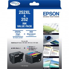 Free Shipping  Epson 252XL Black and 252 Colour Ink Cartridges Value Pack