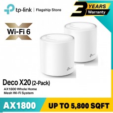 (Deco X20(2-pack))TP-Link Deco X20 AX1800 MU-MIMO OFDMA Dual-Band WiFi 6 Mesh Wi-Fi System 2 Pack