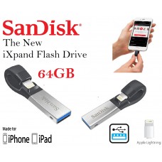 Sandisk iXPAND 64GB Lightning/USB 3.0 Flash Drive for iPhone & iPad 