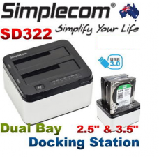 Simplecom SD322 Dual Bay USB 3.0 Aluminium Docking Station - Black
